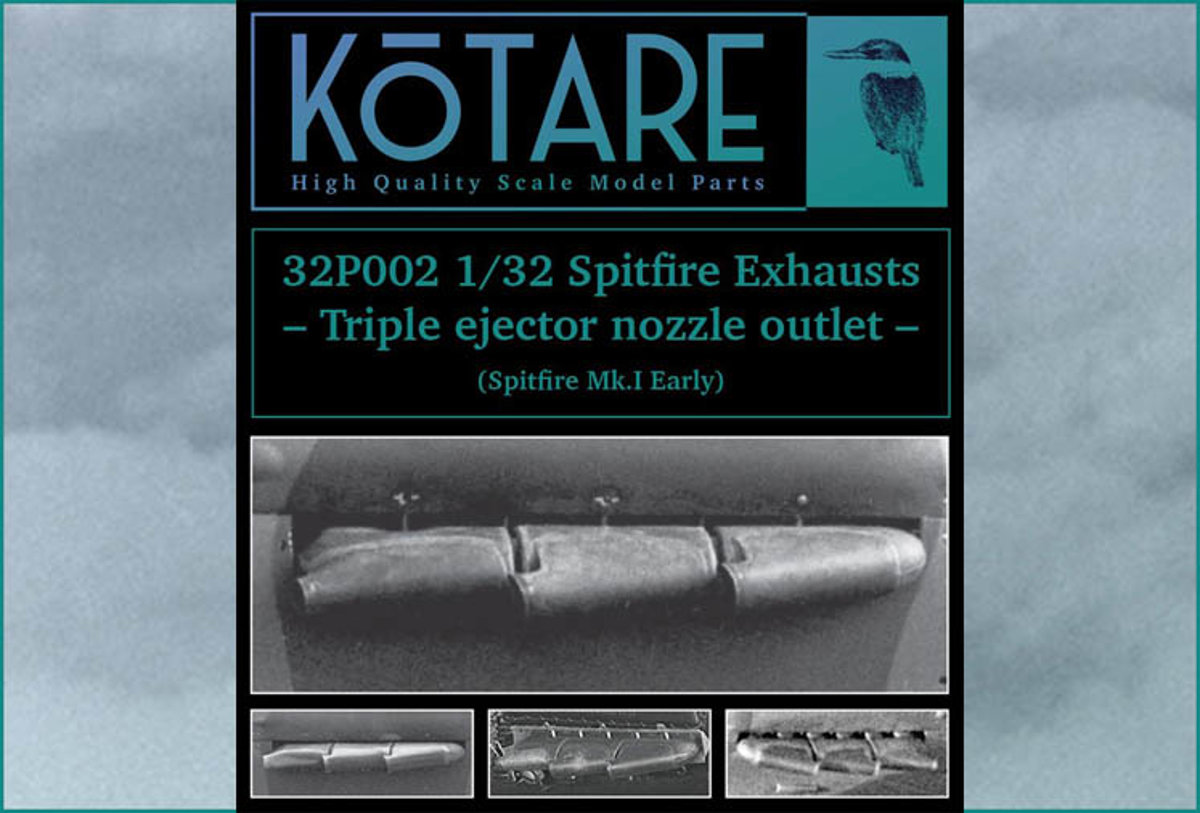 32P002 Kotare 1/32 Spitfire Exhausts, Spitfire Mk.I (Early) - Triple ejector nozzle outlet
