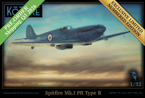 K32502 Kotare 1-32 Spitfire Mk.I Type B preliminary box art with banners2